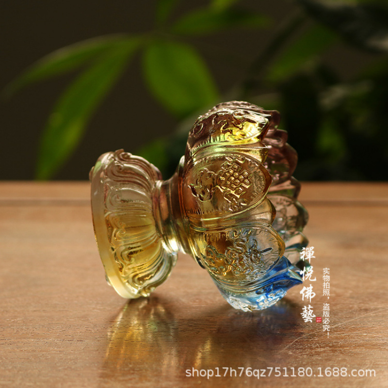 Candle Oil Supplies - Glazen rijkdom Lotus Acht Gunstige Kaarsenhouder