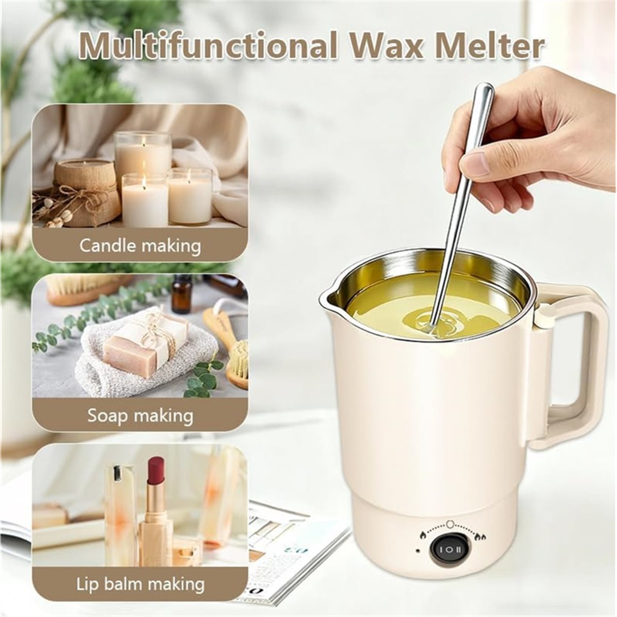 Candle Supplies Uk - Elektrische wassmeltpotset met thermometer, 800 ml